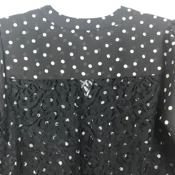 Candie's Womens Top Medium Polka Dot Tie Front Flowy Relaxed Casual Party Event - Picture 7 of 10